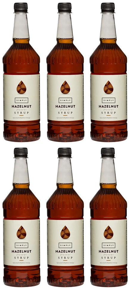 6 x Simply Hazelnut Flavoured Syrup 1 Litre