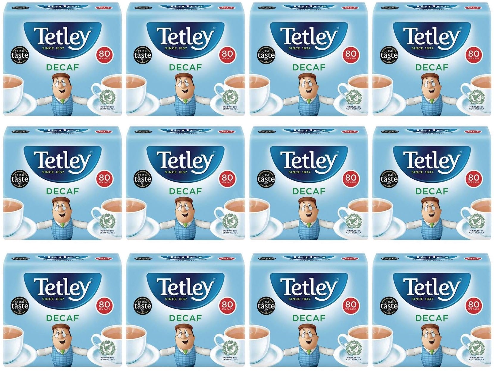 12 X Tetley Teabags Decaff - 80Pk