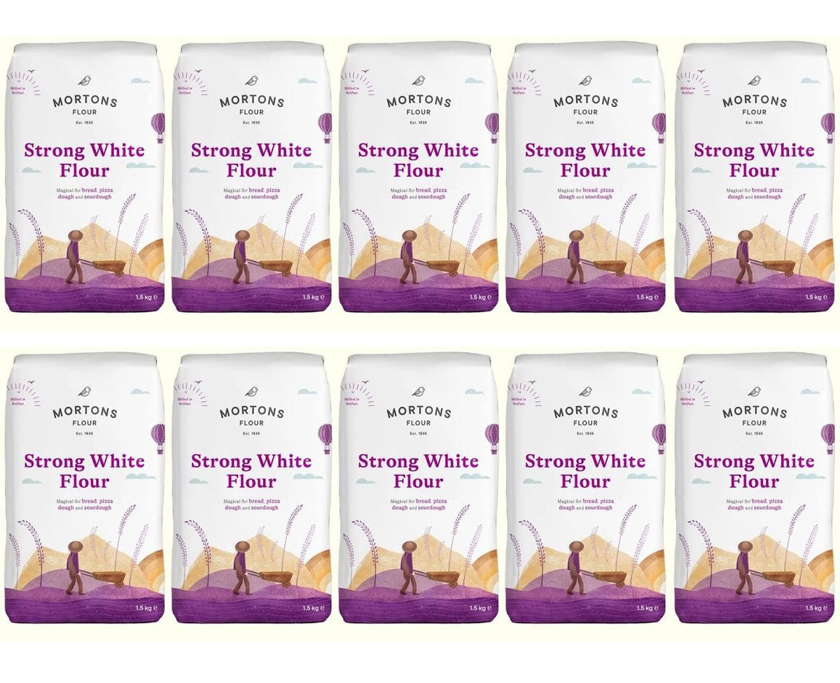 10 X Mortons Strong White Flour - 1.5Kg