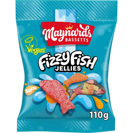 10 X Maynards Bassetts Fizzy Fish - 110Gm