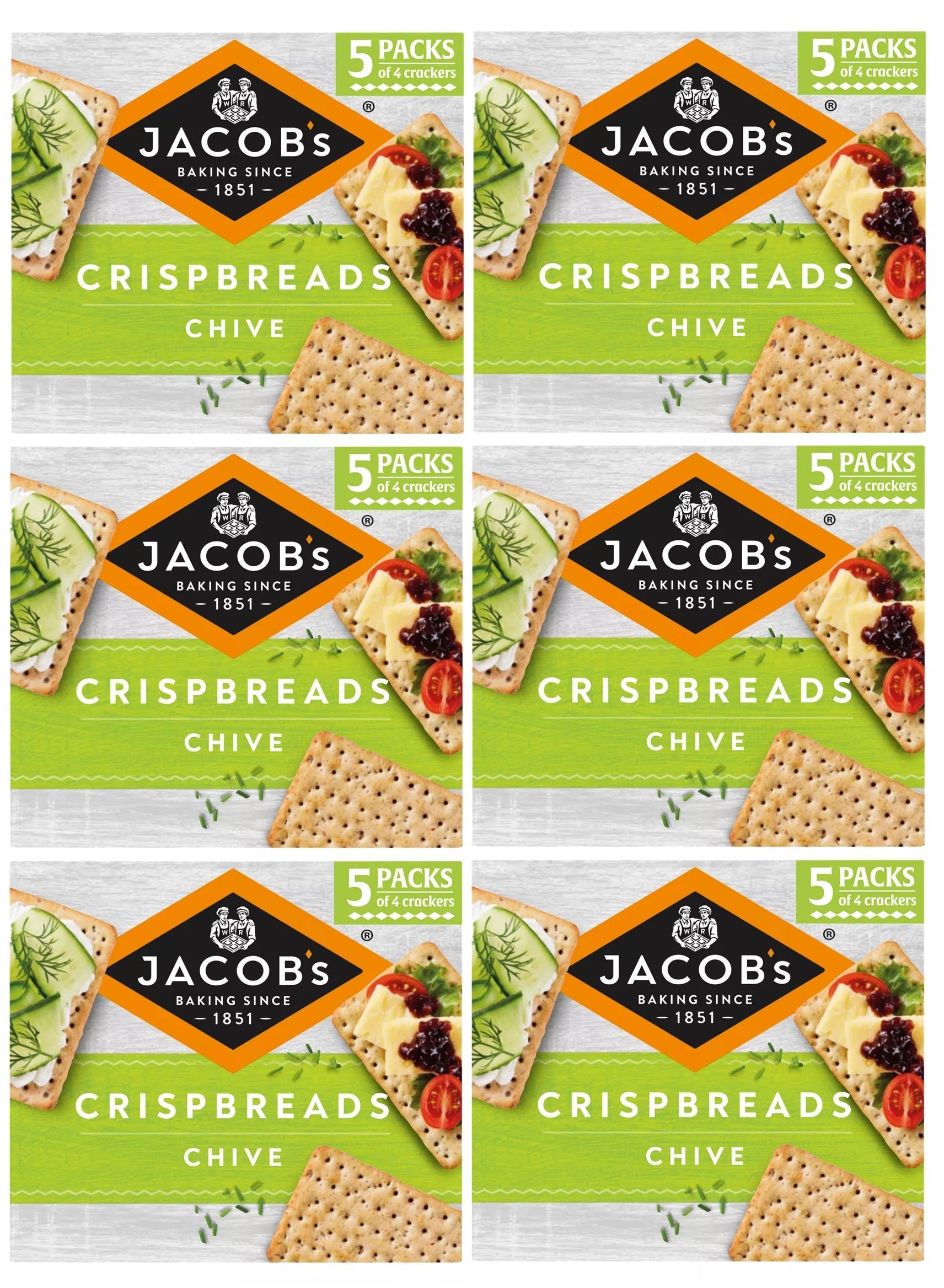 6 x Jacobs Crispbreads Chive 5Pk (190g)