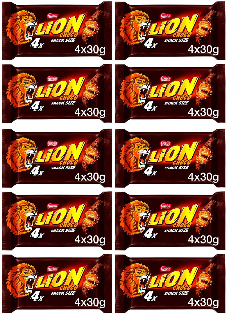 10 x Lion Milk Chocolate Bar Multipack 30G 4 Pack