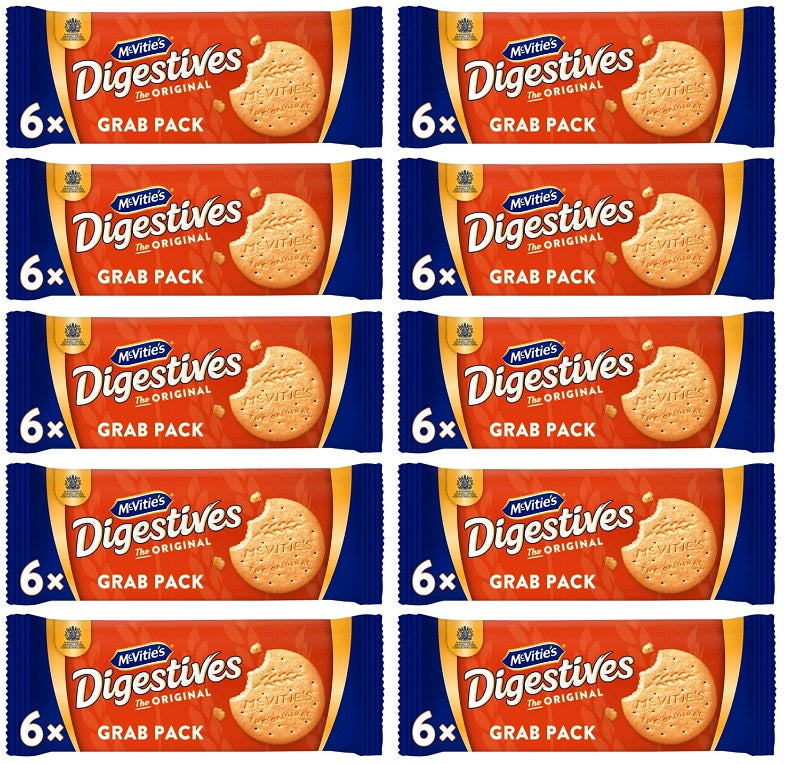 10 X Mcvities Original Digestives Grab Pack - 90Gm