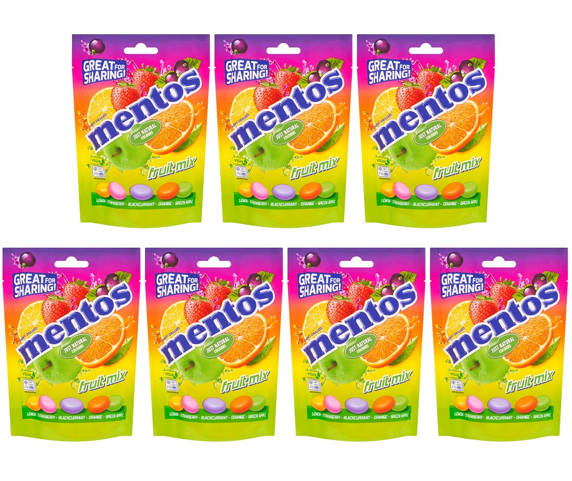 7 X Mentos Fruit Mix Bag - 140Gm