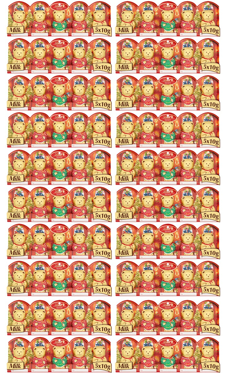 20 x Lindt Teddy Christmas Milk Chocolate 5 X 50G