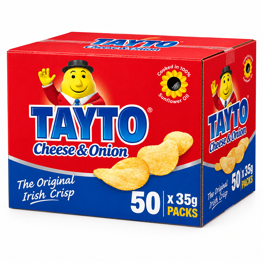 50 x Tayto - Cheese & Onion Flavour Potato Crisps 35G