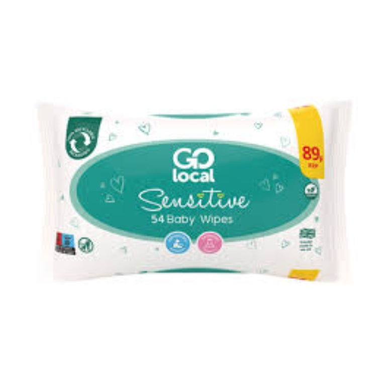 12 x Go Local Baby Wipes Sensitive - 54 PACK