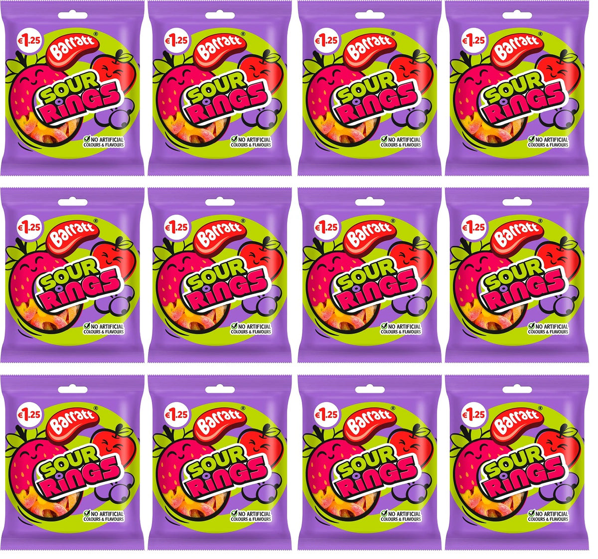 12 X Barratt Sour Rings - 140Gm