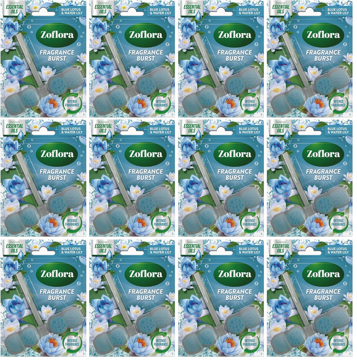 12 x Zoflora Rim Block Blue Lotus & Waterlily - 1 PACK