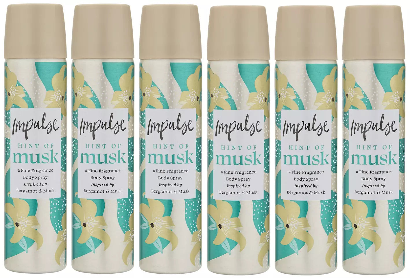 6 x Impulse Body Spray Hint Of Musk 75 Ml