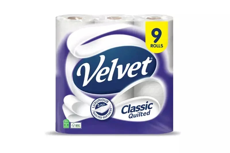5 x Velvet Classic Quilted Toilet Roll 9 Rolls