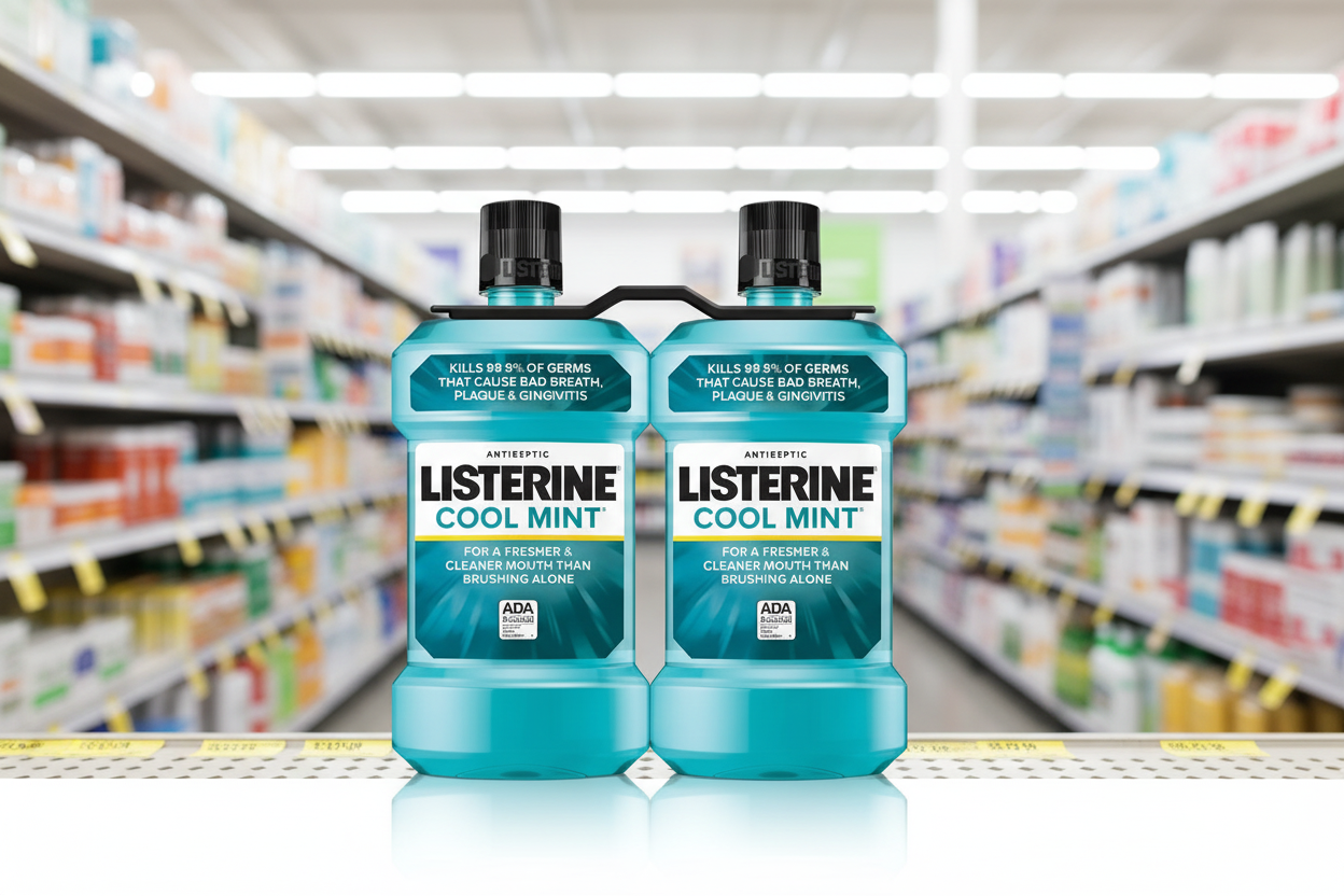 6 x Listerine Antiseptic Mouthwash Coolmint 2 X 250Ml