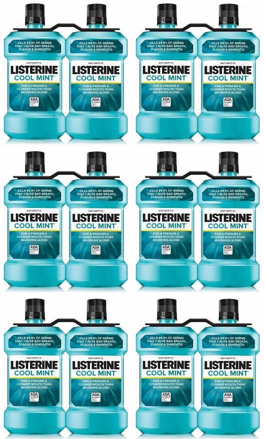 6 x Listerine Antiseptic Mouthwash Coolmint 2 X 250Ml