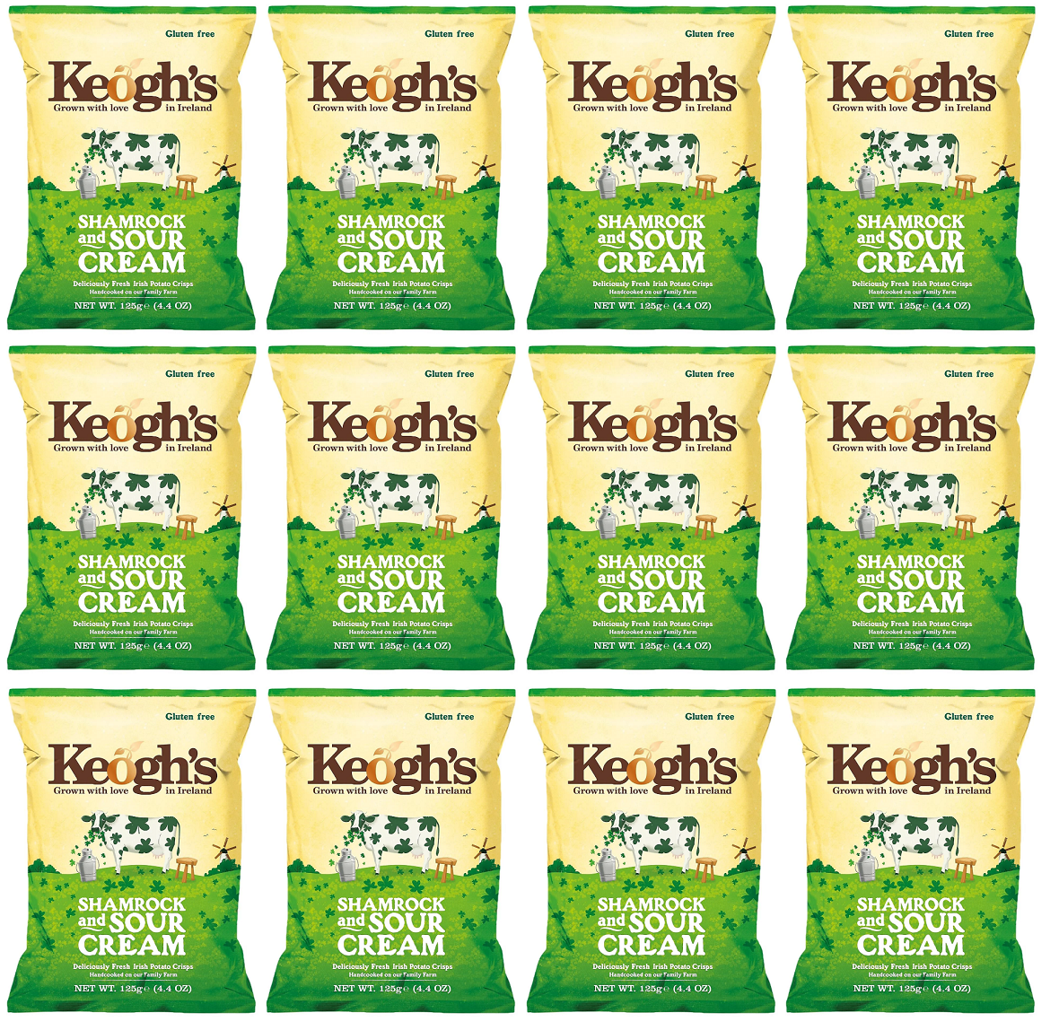 12 x Keogh's Shamrock And Sour Cream 125G