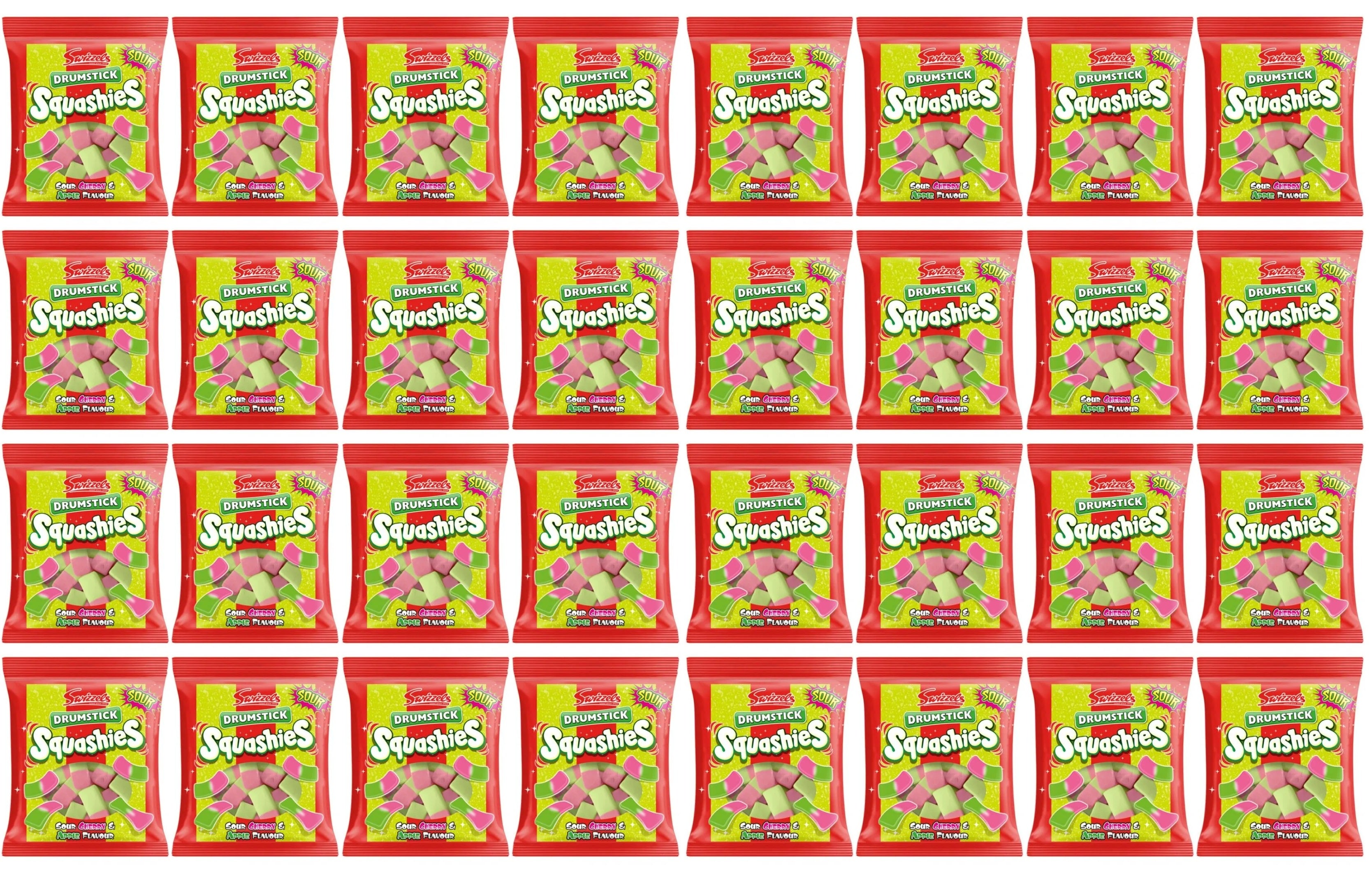 32 x Swizzels Squashies Drumstick Sour Cherry & Apple Flavour 120G