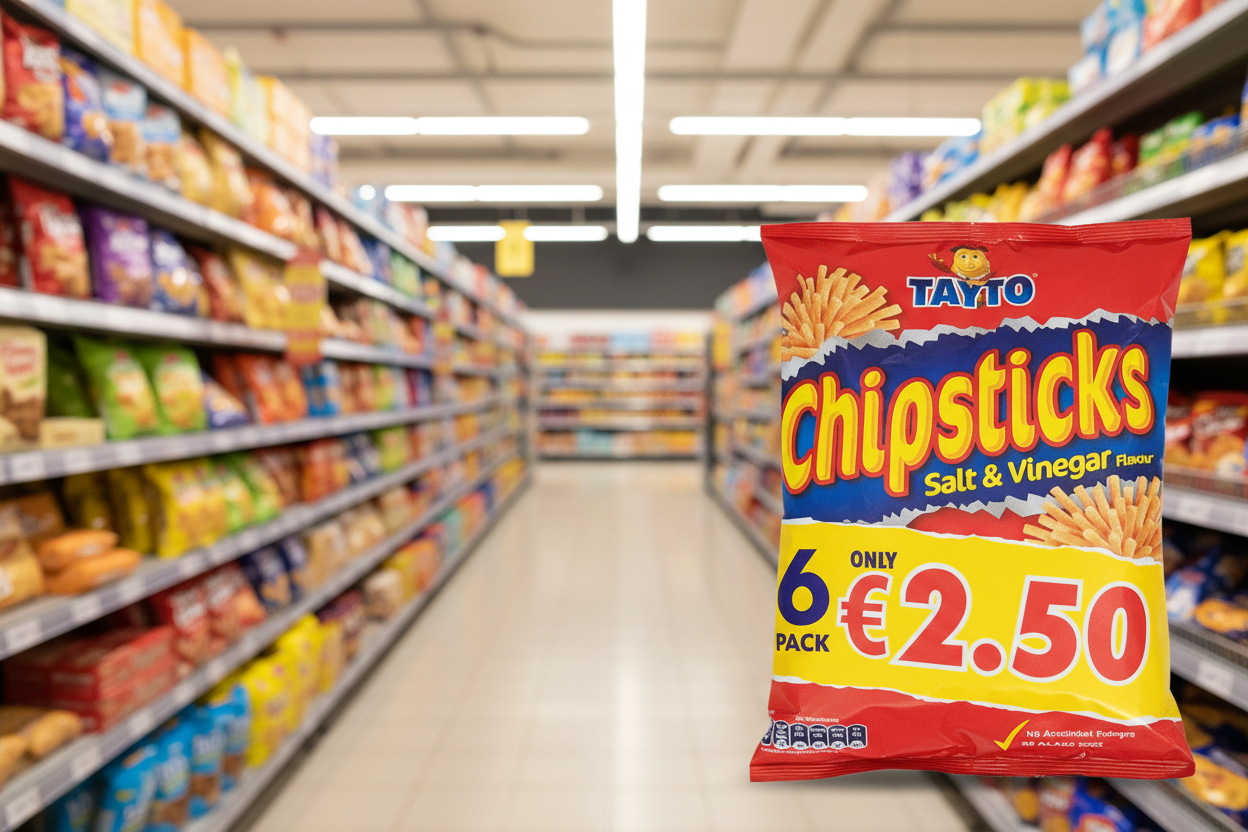 12 x Tayto Salt & Vinegar Flavour Chipsticks 6 X 28G