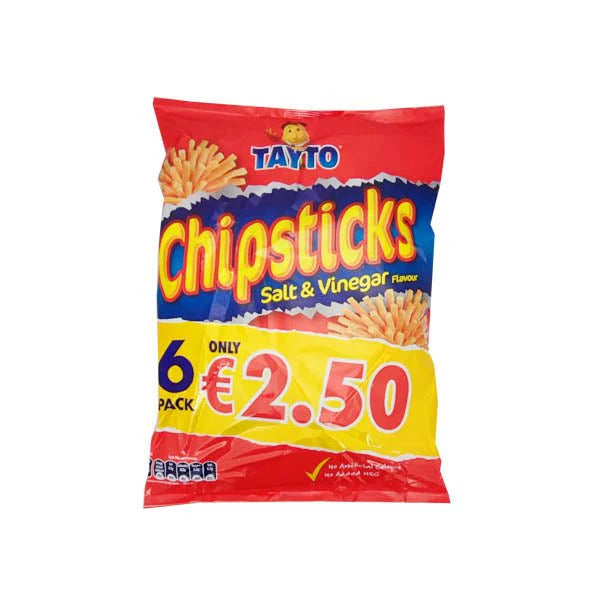 12 x Tayto Salt & Vinegar Flavour Chipsticks 6 X 28G