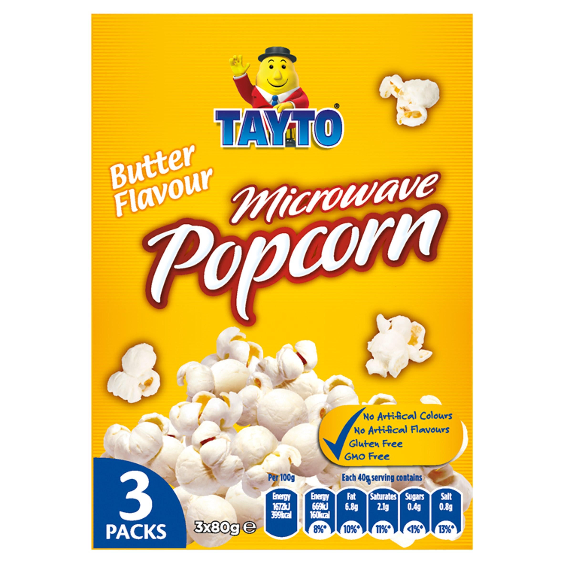 16 x Tayto Butter Flavour Microwave Popcorn 3 X 80G
