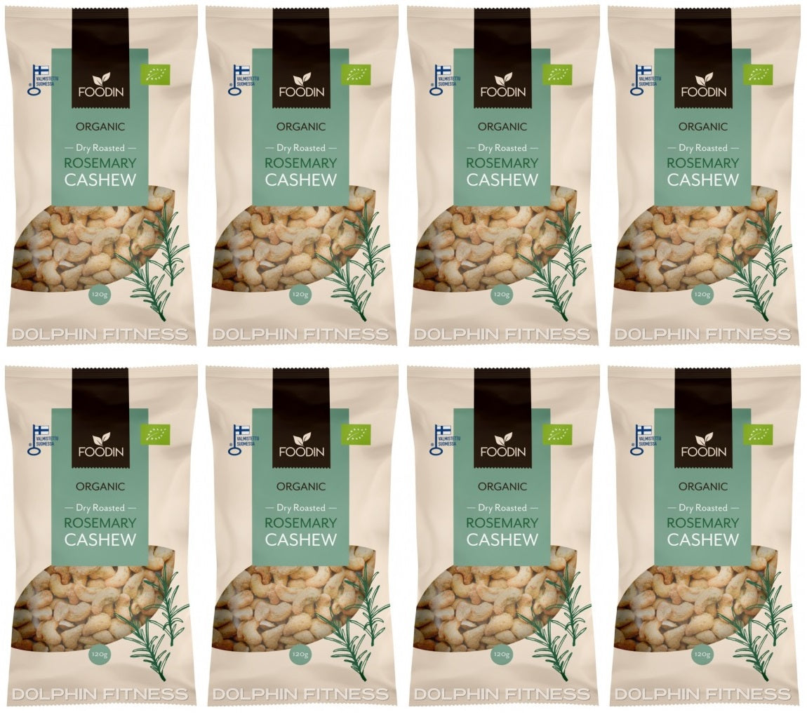 8 x Foodin Org Dry Roasted Rosemary Cashews - 120g