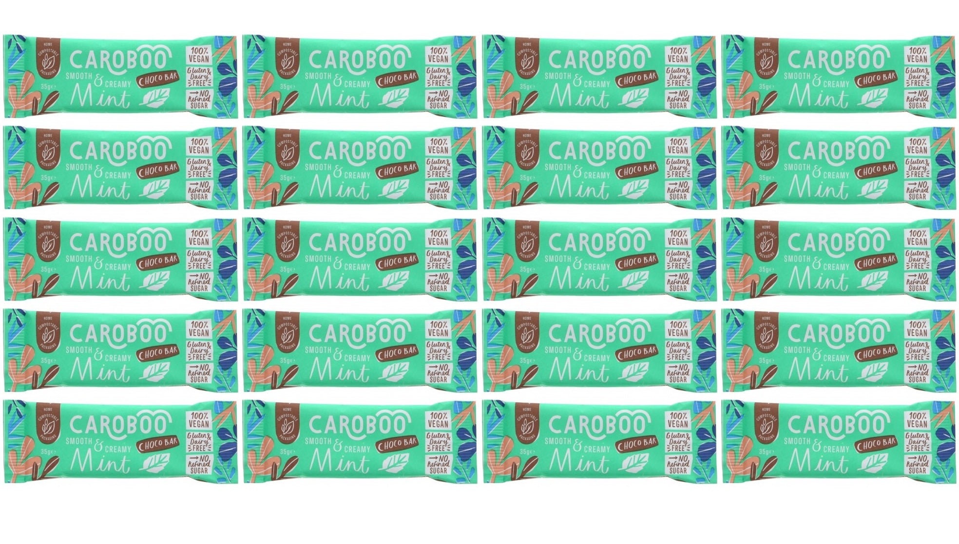20 x Caroboo Mint Carob Choc Bar - 35g