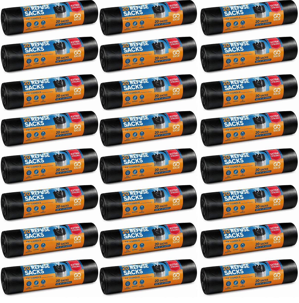 24 X Go Local Refuse Sacks Tie Handle - 10 Pack