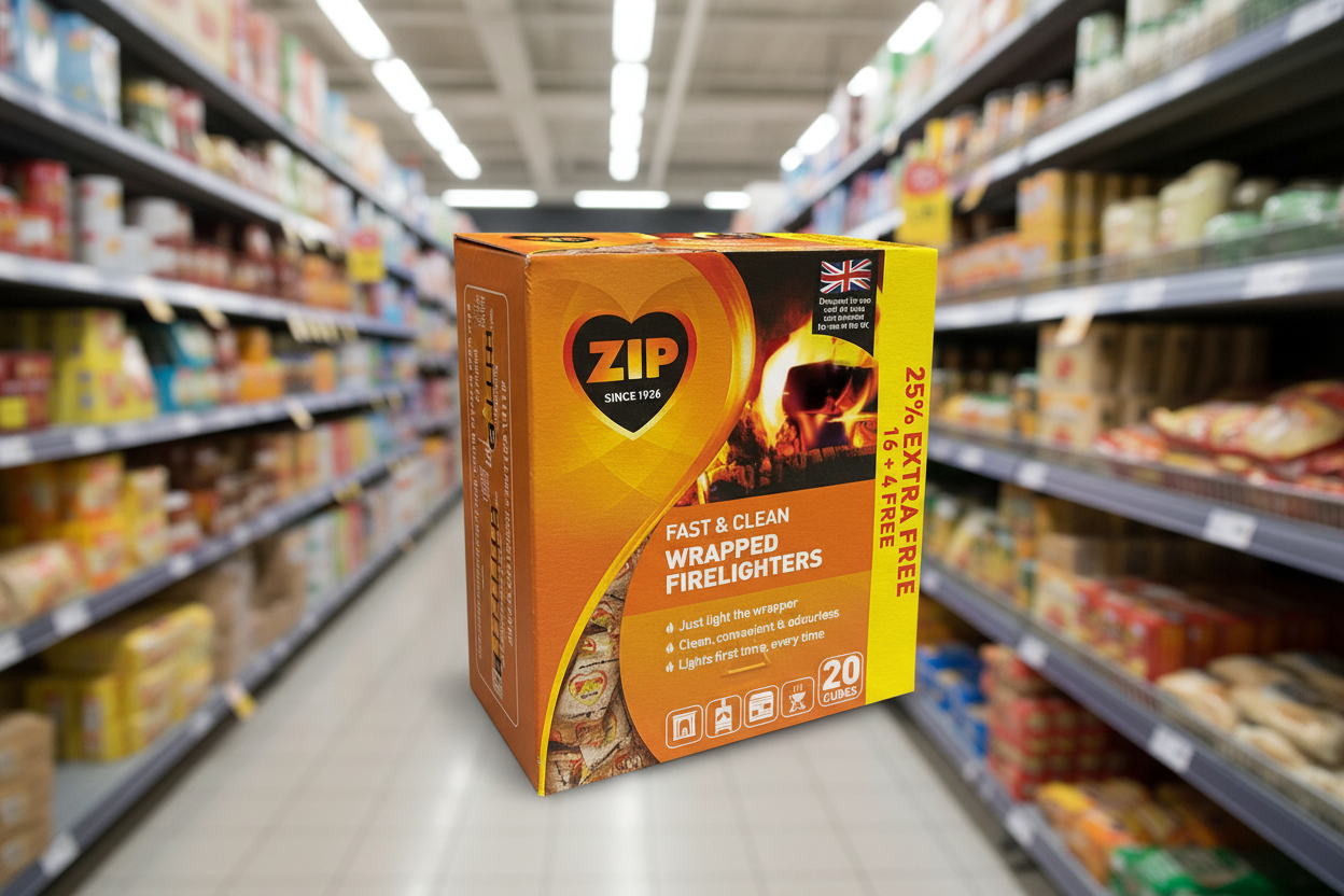 12 x Zip Individually Wrapped Firelighters 20 Cubes