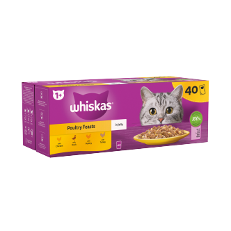 -40-x-Whiskas-Cat-1+-Pouch-Jelly-Poultry-Feasts-(85Gm)