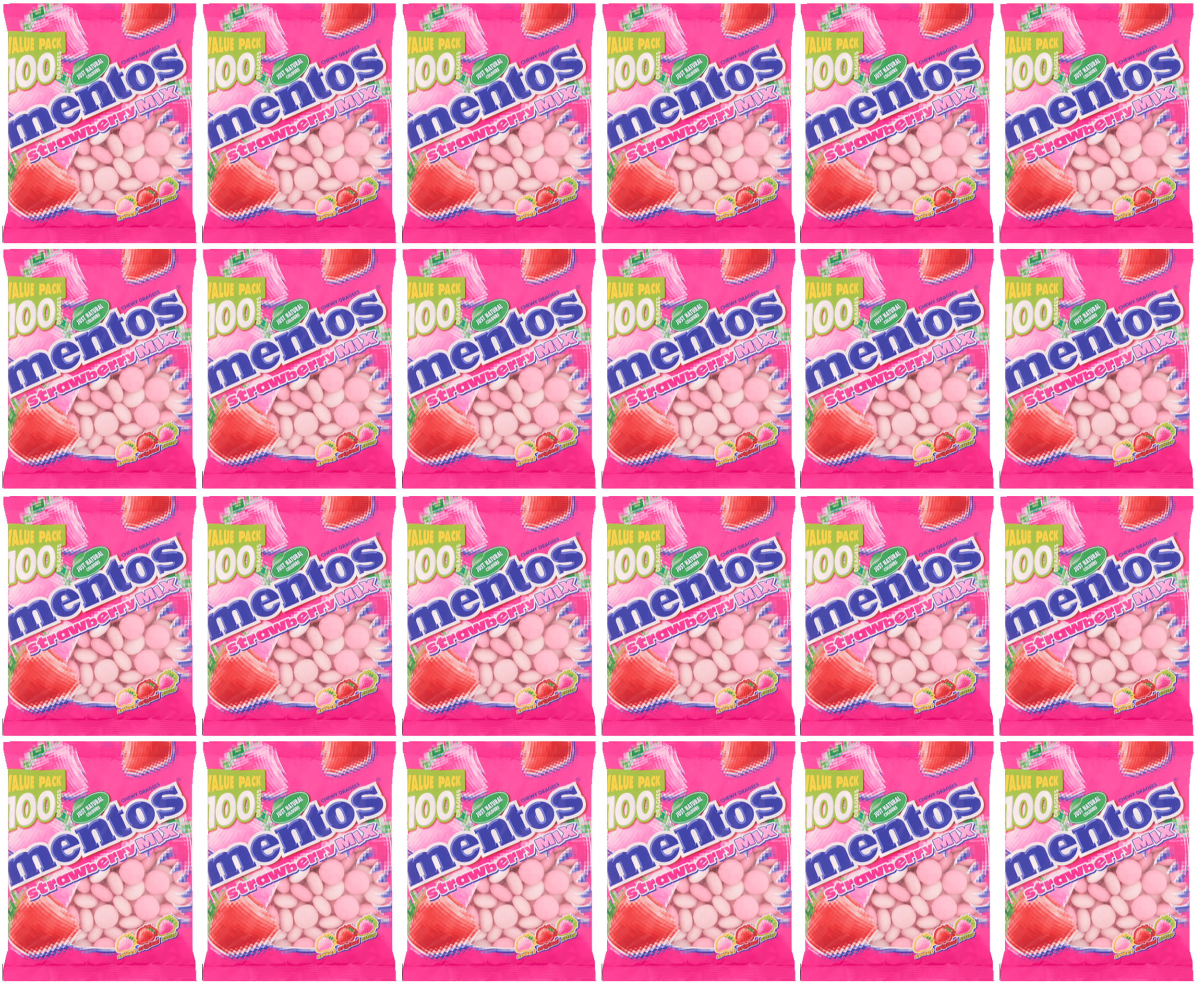 24 x Mentos Strawberry Bag  - 150GM