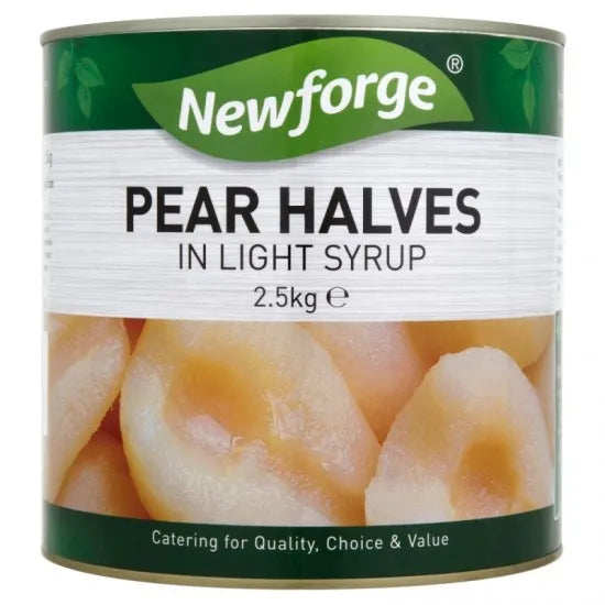 6 x Newforge Pear Halves In Light Syrup 2.5Kg