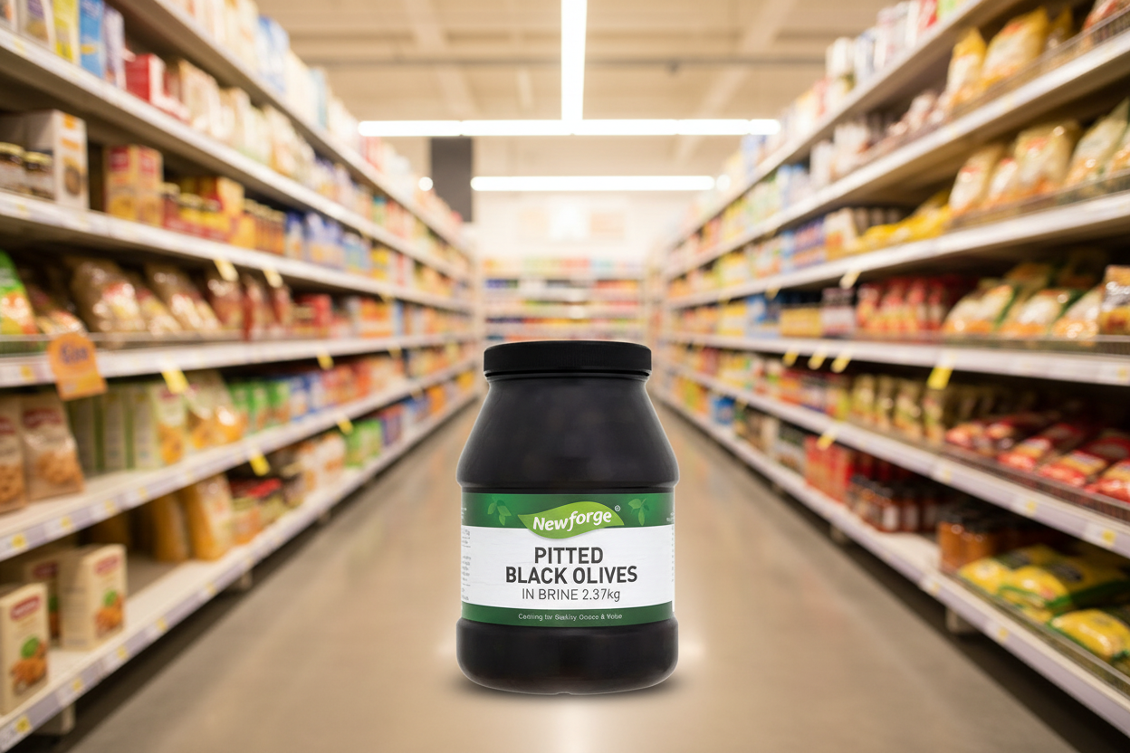 Newforge Pitted Black Olives In Brine 2.37Kg