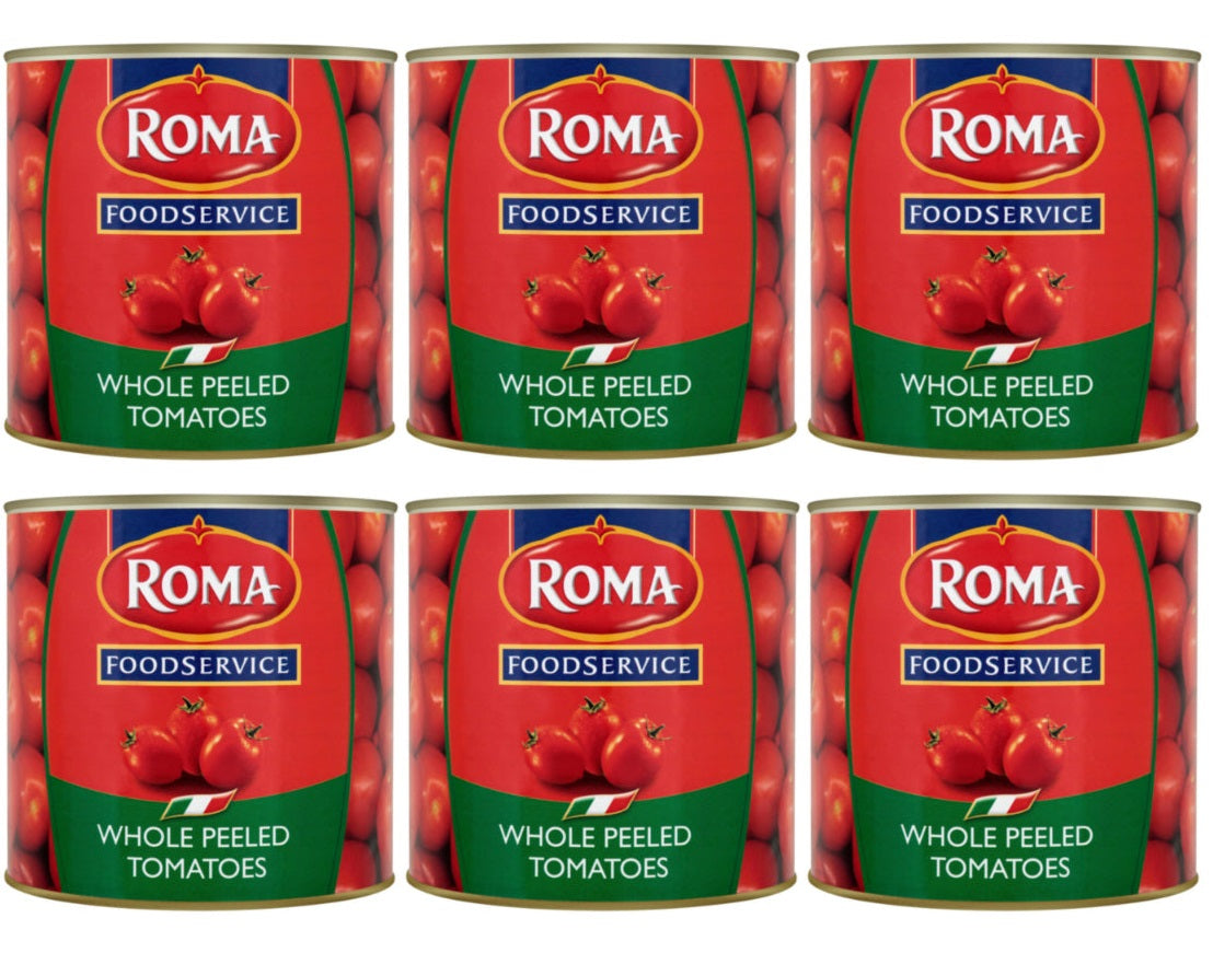 6 x Roma Foodservice Whole Peeled Tomatoes 2.55Kg