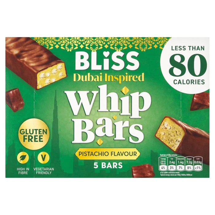 12 X Bliss Dubai Inspired Whip Bars 5Pk - 5 X 20G
