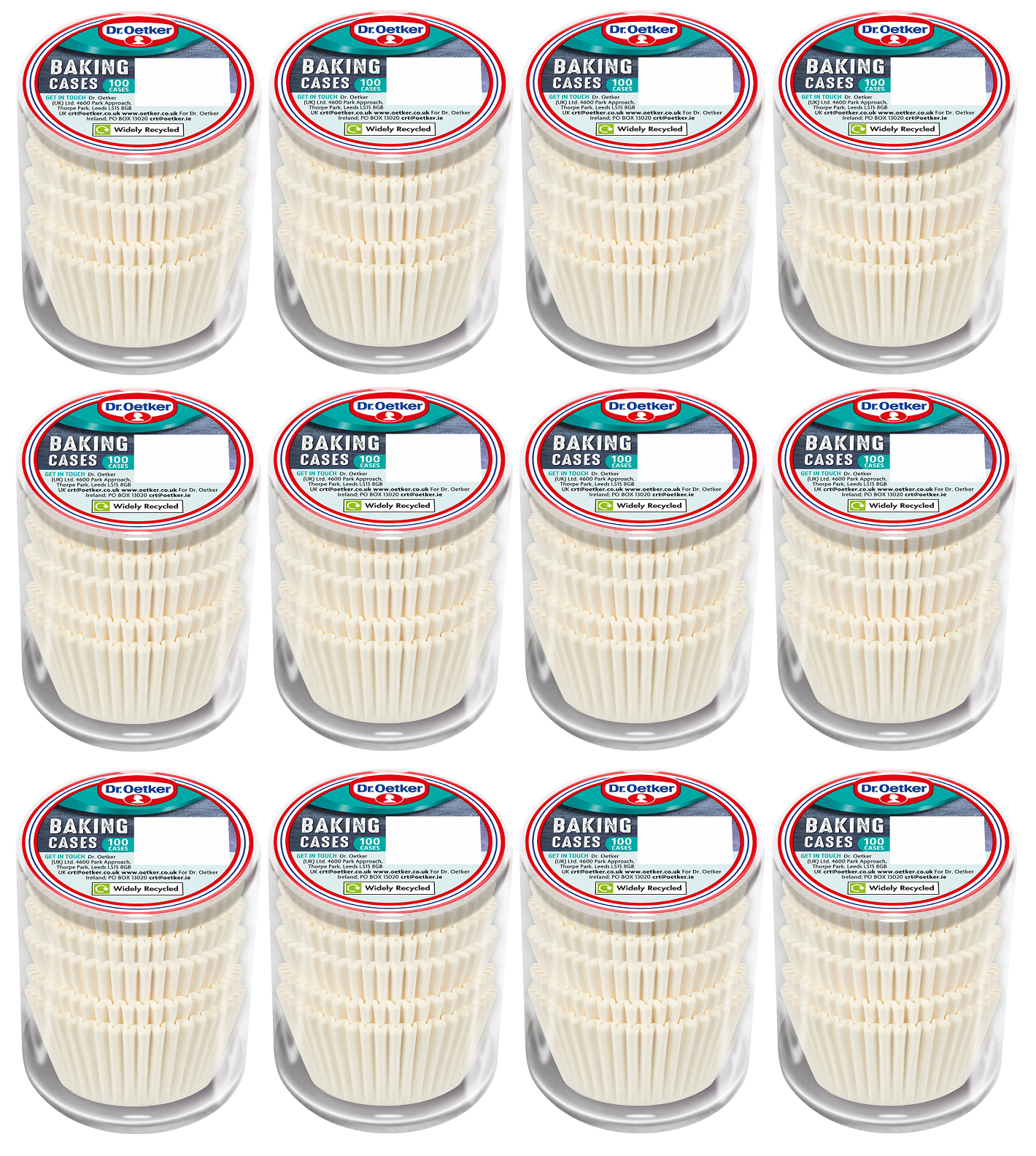 12 x Dr. Oetker Baking Cases 100 White Cases