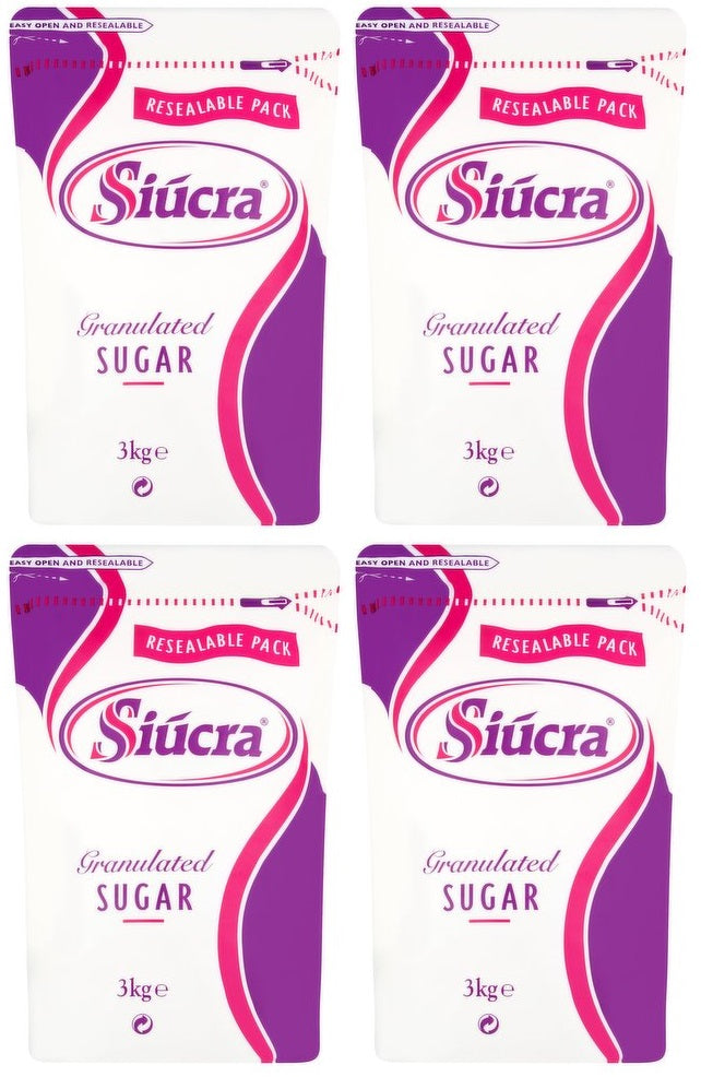 4 x Siúcra Granulated Sugar 3Kg