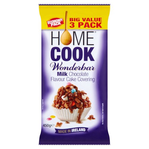 6 x Homecook Wonderbar Milk Chocolate Flavour Cake Covering 450G Big Value 3 Pack