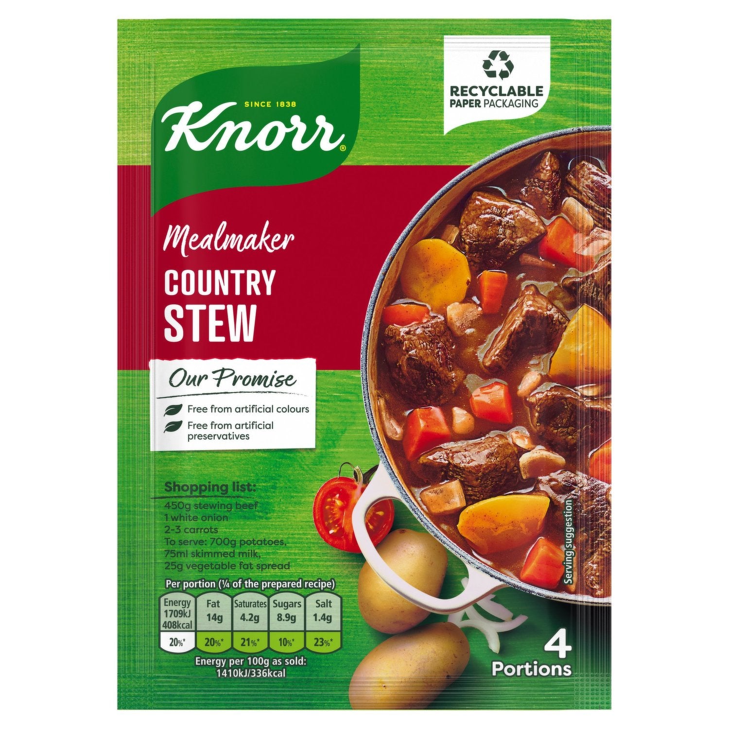 16 x Knorr Mealmaker Country Stew Sachet 41Gm