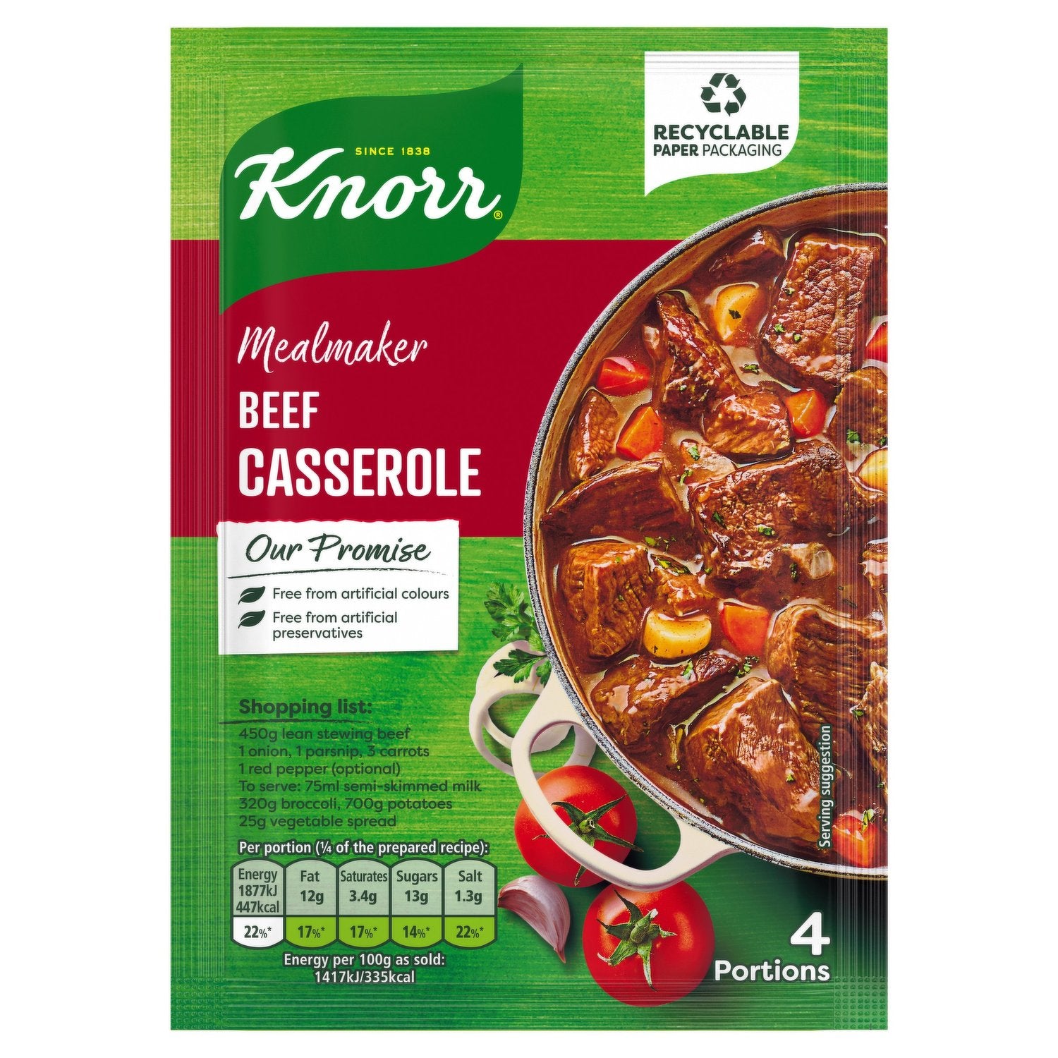 16 x Knorr Mealmaker Beef Casserole Sachet 48Gm