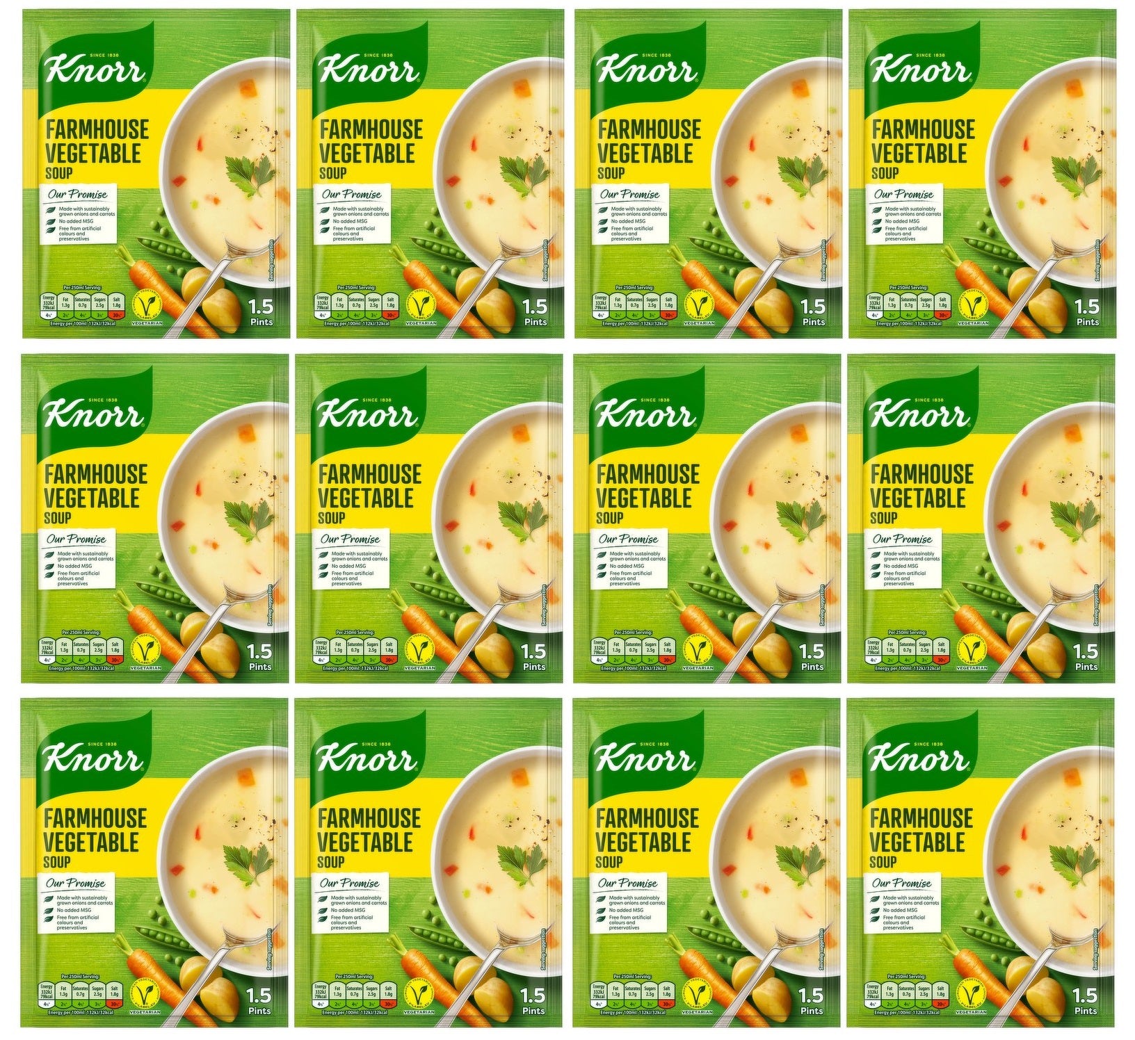 12 x Knorr Farmhouse Vegetable Soup 1.5 Pints/74G