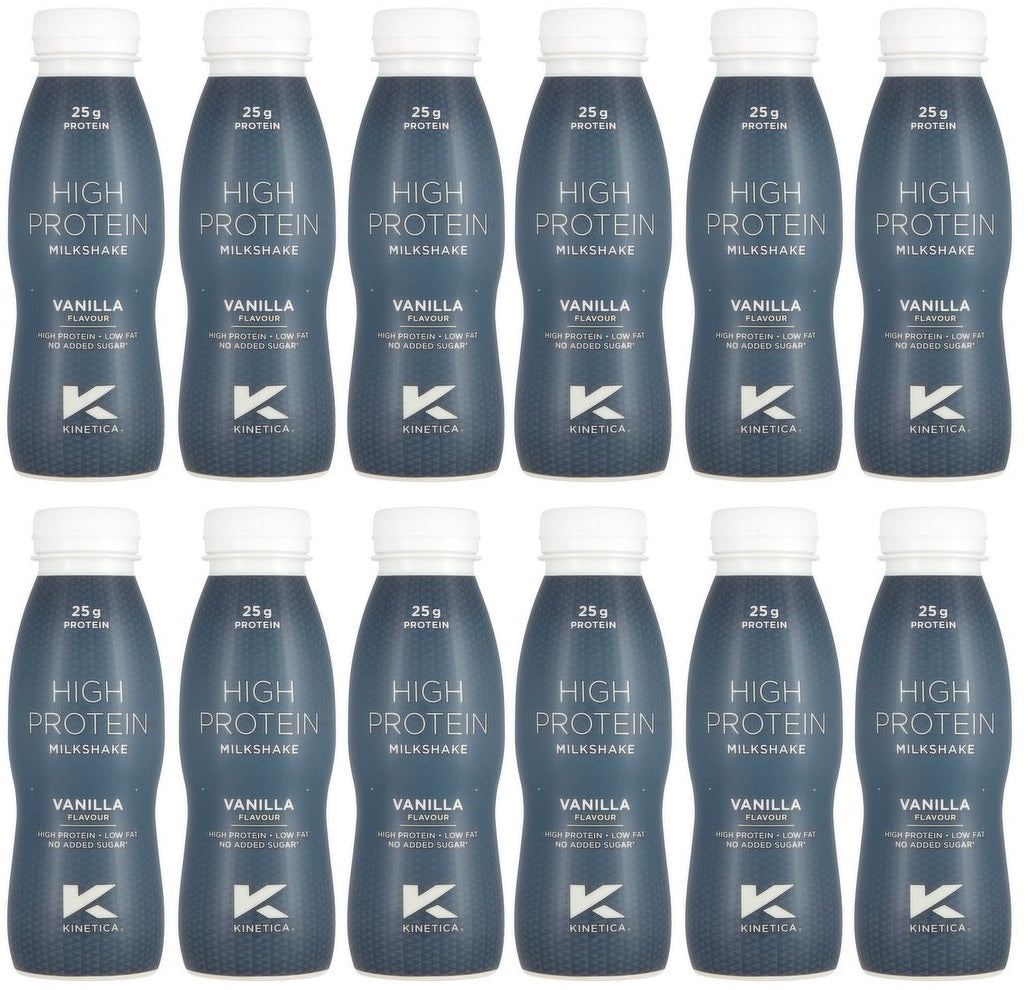 12 x Kinetica High Protein Milkshake Vanilla Flavour 330Ml