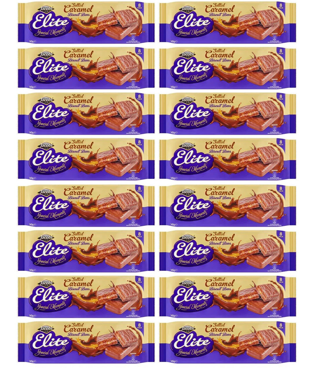 16 x Jacobs Elite Special Moments Salted Caramel Biscuit Bars 145G