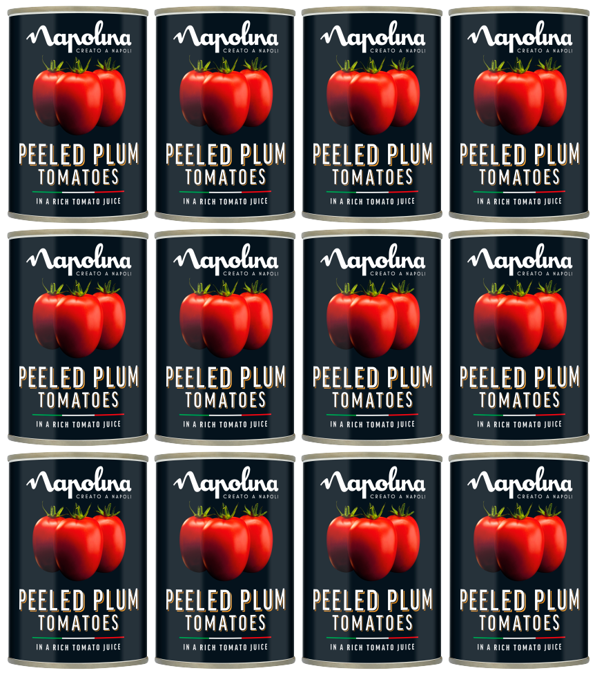 12 x Napolina Peeled Plum Tomatoes 400G