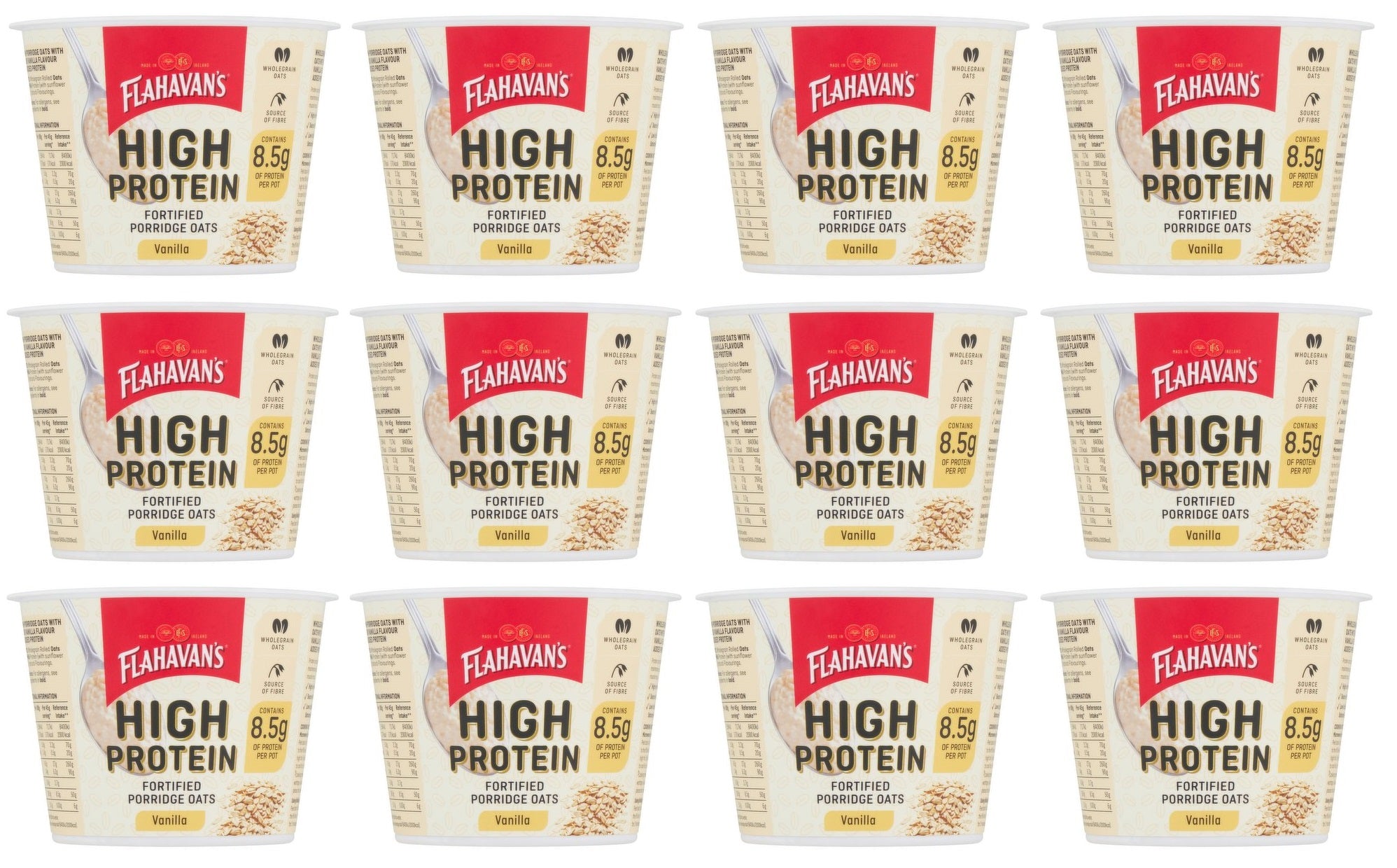 12 x Flahavan's High Protein Fortified Porridge Oats Vanilla 45G