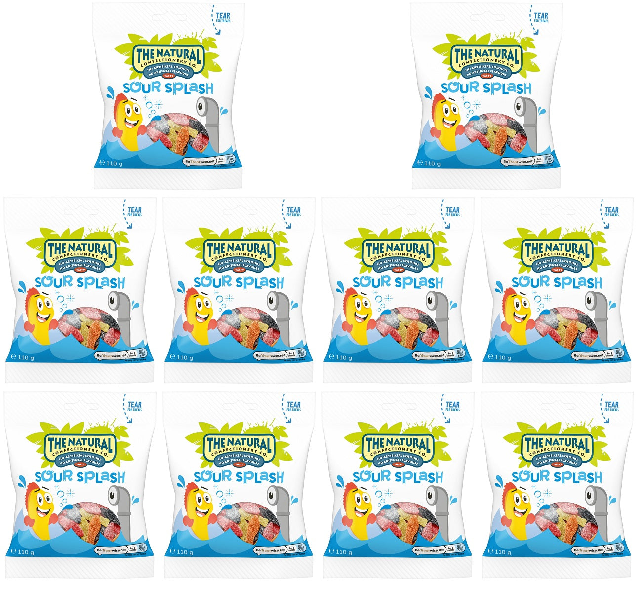 10 x The Natural Confectionery Co. Sour Splash 110G