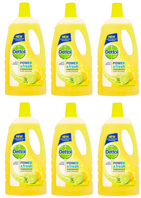 6 x Dettol Power & Fresh Lemon - 1 LITRE