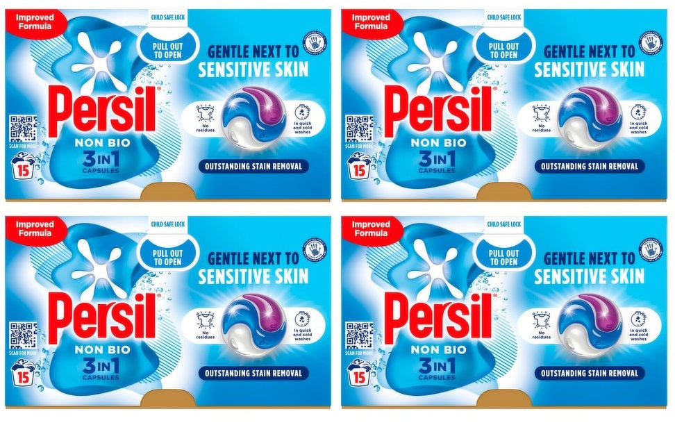 4 x Persil 3 In 1 Non Bio Capsules 15 Washes 316.5G