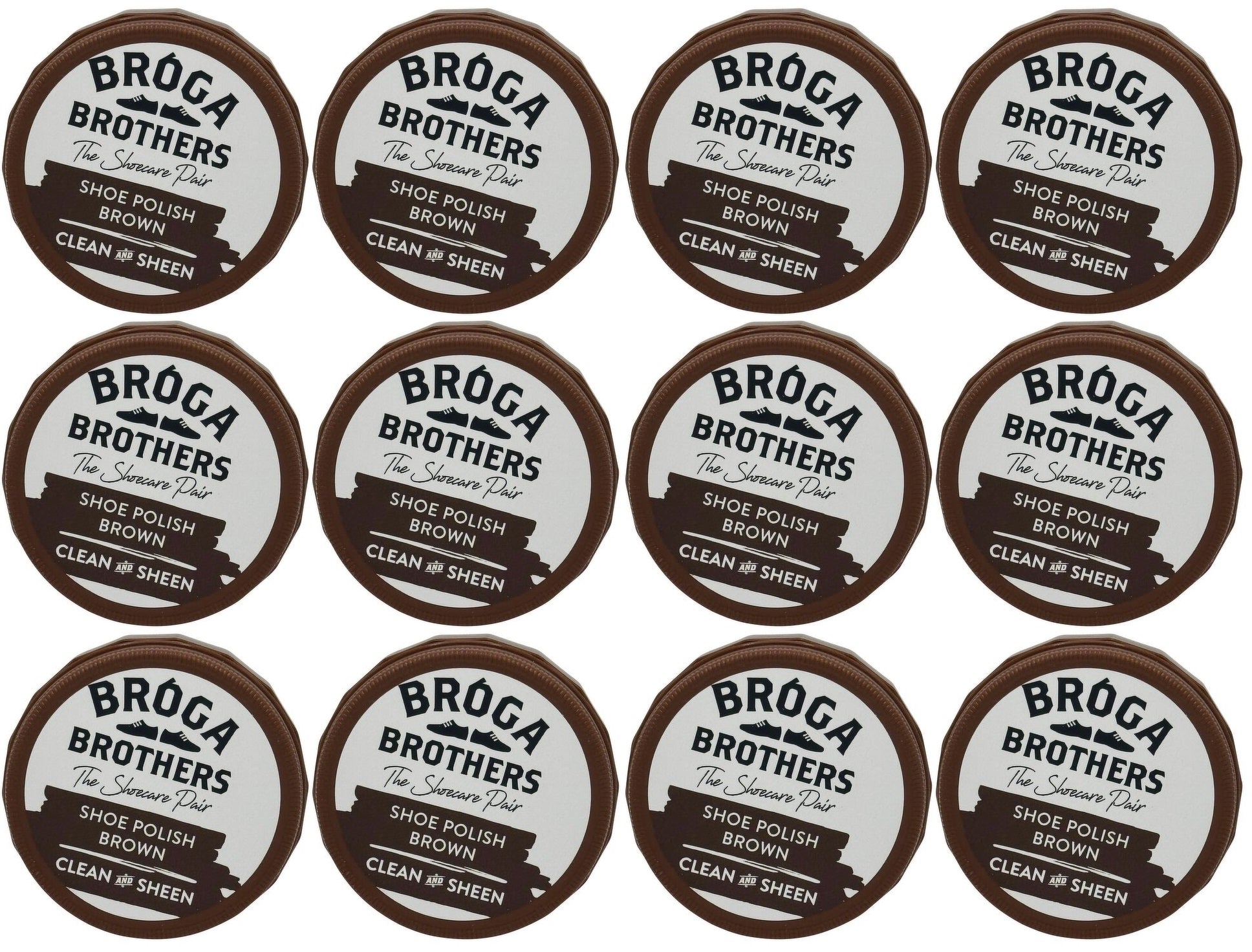 12 x Broga Brothers Brown Shoe Polish Wax