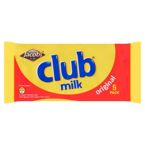 36 x Jacob's Club Milk Original 5 X 22G (110G)