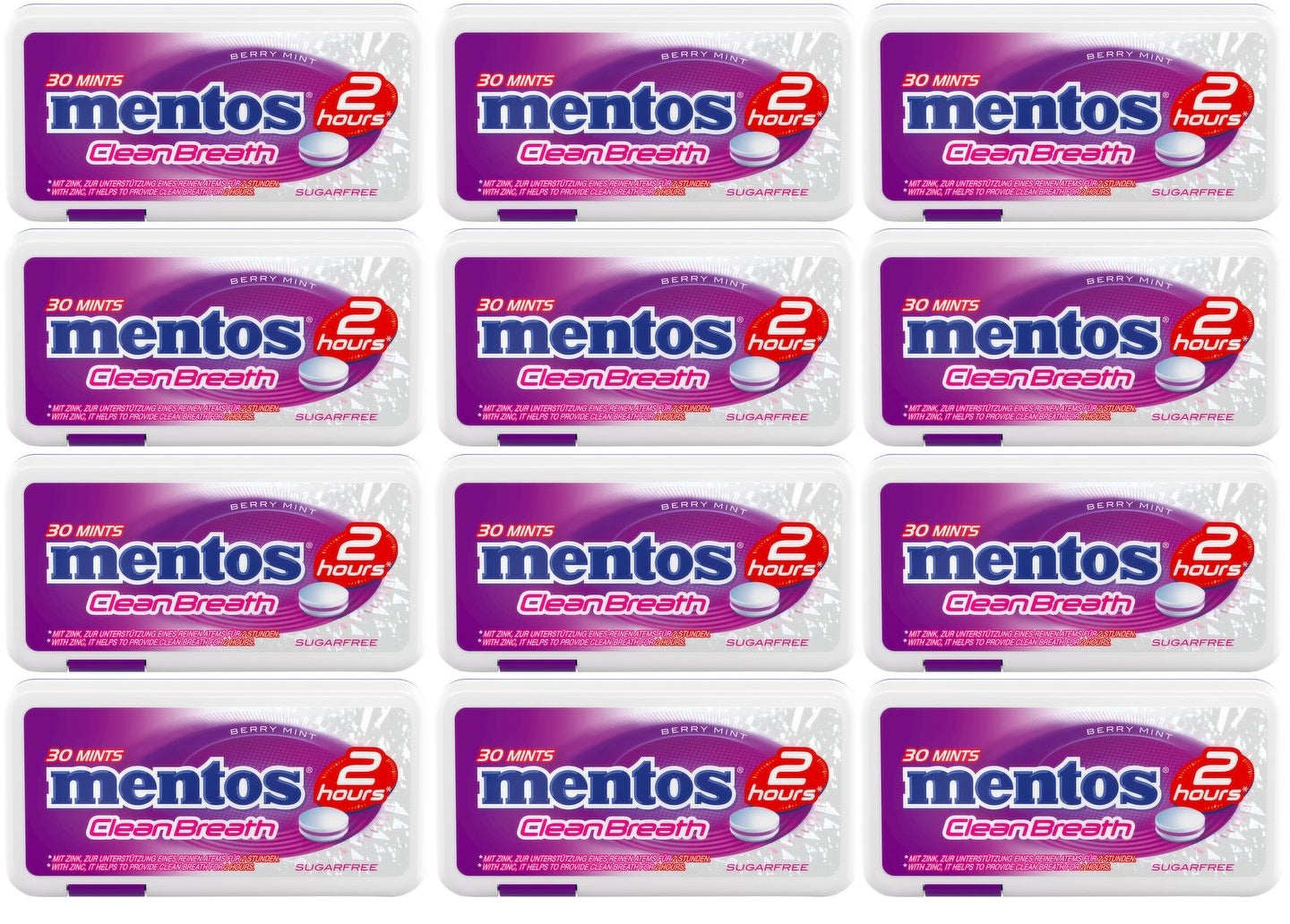 12 x Mentos Clean Breath Berry Mint 21G