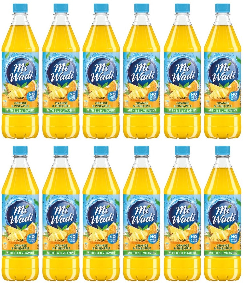 12 x Miwadi Orange & Pineapple With B & D Vitamins 1L