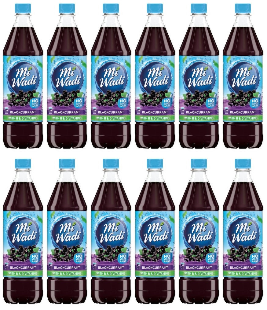 12 x Mi Wadi Blackcurrant With B & D Vitamins 1L